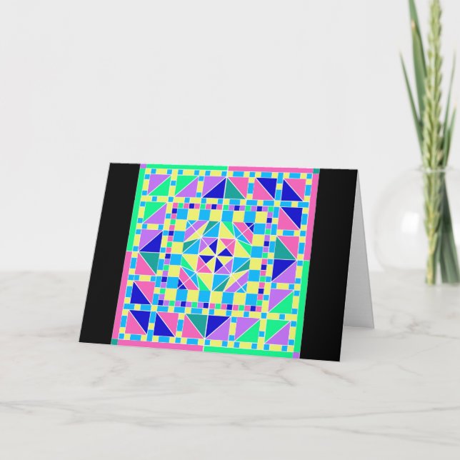 Pastel Rangoli w/ Black Border 4 Diwali Card (Front)