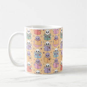 Pastel Reading Retro Ghosts Pattern  Coffee Mug