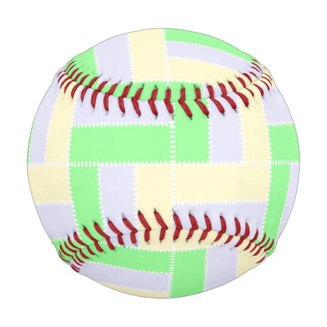 Pastel Rectangles Pattern White Dashed Lines Baseball (Front)