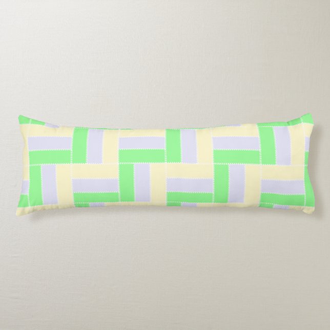 Pastel Rectangles Pattern White Dashed Lines Body Pillow (Front)