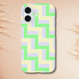 Pastel Rectangles Pattern White Dashed Lines iPhone 16 Case