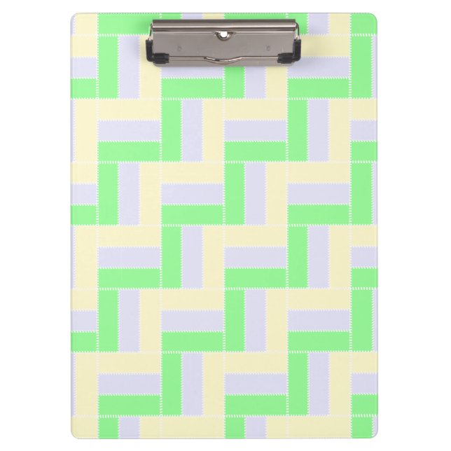 Pastel Rectangles Pattern White Dashed Lines Clipboard (Front)