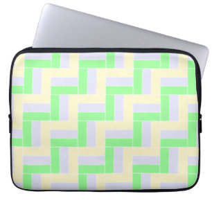 Pastel Rectangles Pattern White Dashed Lines Laptop Sleeve