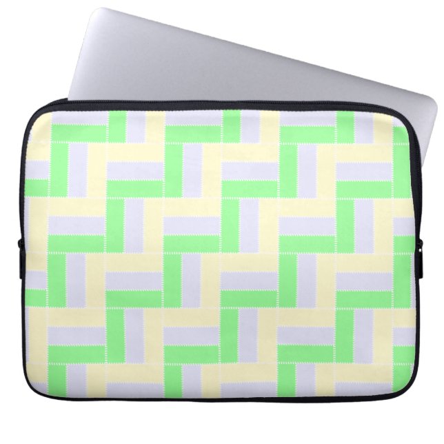 Pastel Rectangles Pattern White Dashed Lines Laptop Sleeve (Front)