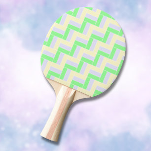 Pastel Rectangles Pattern White Dashed Lines Ping Pong Paddle