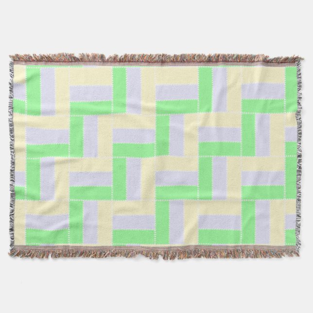 Pastel Rectangles Pattern White Dashed Lines Throw Blanket (Front)