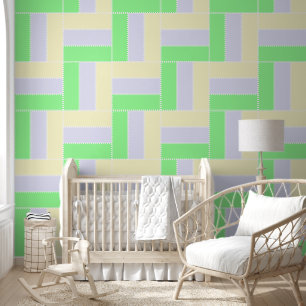 Pastel Rectangles Pattern White Dashed Lines Wallpaper