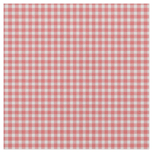 Pastel Red and White Checkered Pattern Fabric (Close Up)