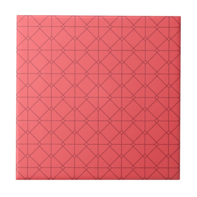 Pastel red, cool, trendy, decorative illustration tile (Front)