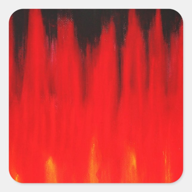 Pastel Red Fire Flames (Natural Symbolism) Square Sticker (Front)