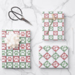 Pastel Red Green and White Dog Paw Print pattern Wrapping Paper Sheet<br><div class="desc">Pastel Red Green and White Dog Paw Print pattern Wrapping Paper Sheets</div>