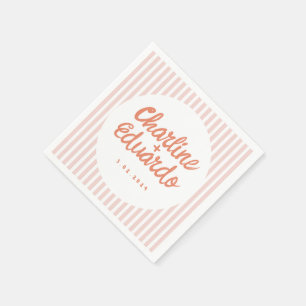 Pastel Red Hand Drawn Retro Wedding Napkins