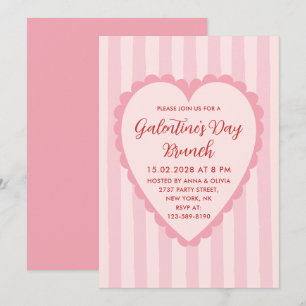 Pastel Red Pink Hand Drawn Galentine's Day Brunch Invitation