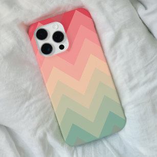 Pastel Red Pink Turquoise Ombre Chevron Pattern iPhone XR Case