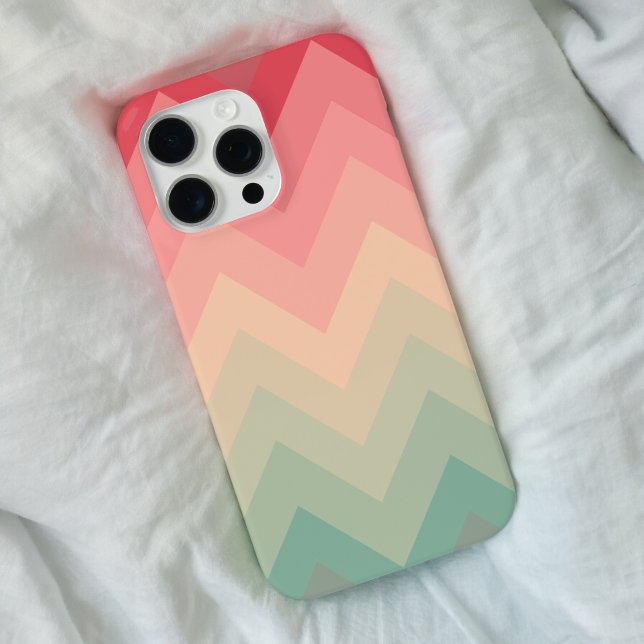 Pastel Red Pink Turquoise Ombre Chevron Pattern Case-Mate iPhone Case