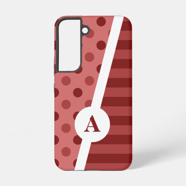 Pastel Red Polka Dot and Stripe Pattern Samsung Galaxy S22 Case (Back)