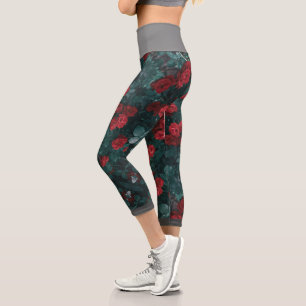 Pastel Red Rose Flowers Stylized Leggings