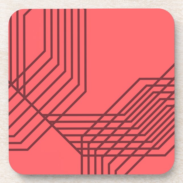 Pastel Red, simple, modern, geometric design Coaster (Front)