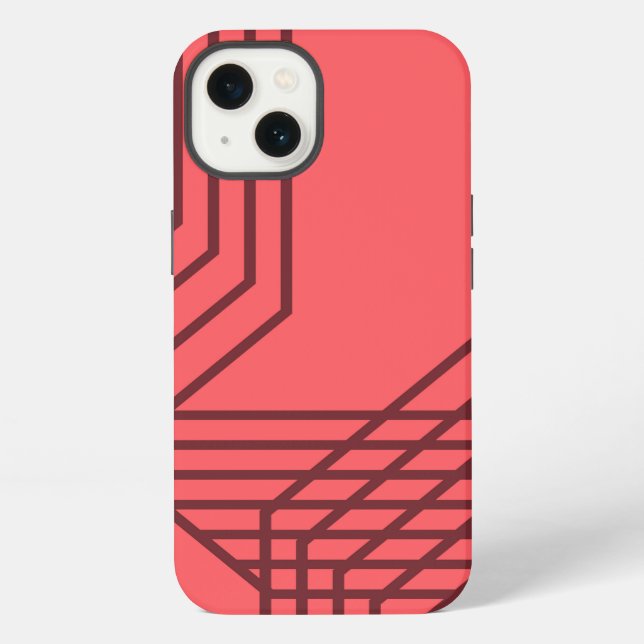 Pastel Red, simple, modern, geometric design iPhone Case (Back)