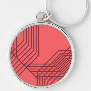 Pastel Red, simple, modern, geometric design Keychain