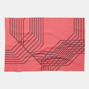 Pastel Red, simple, modern, geometric design Kitchen Towel