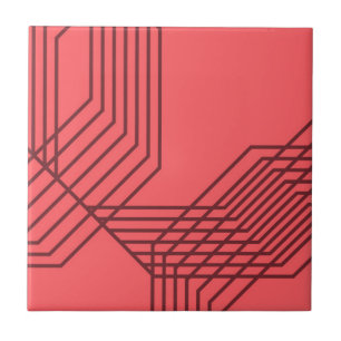 Pastel Red, simple, modern, geometric design Tile