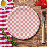 Pastel Red White Chequered Chequerboard Vintage Paper Plate<br><div class="desc">Pastel Red and White Chequered Chequerboard Vintage.</div>