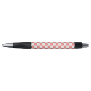 Pastel Red White Chequered Chequerboard Vintage Pen