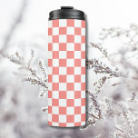 Pastel Red White Chequered Chequerboard Vintage Thermal Tumbler<br><div class="desc">Pastel Red and White Chequered Chequerboard Vintage.</div>