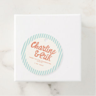 Pastel RedHandwriting Retro Wedding Thank you Fav Favour Tags