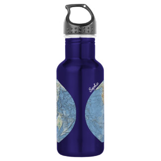 Pastel Relief World Map – Personalized 532 Ml Water Bottle