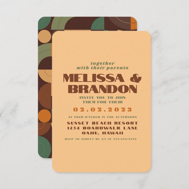 Pastel Retro 70s Wedding Invitation (Front/Back)
