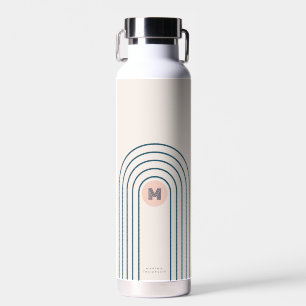 Pastel Retro Abstract Geometric Lines Arches  Water Bottle