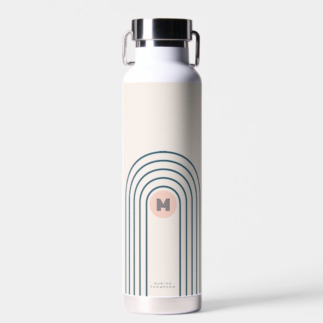 Pastel Retro Abstract Geometric Lines Arches  Water Bottle (Front)