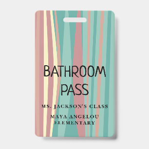 Pastel Retro Back To School Bathroom Hall Pass Bad Badge