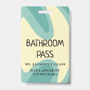 Pastel Retro Back To School Bathroom Hall Pass Badge
