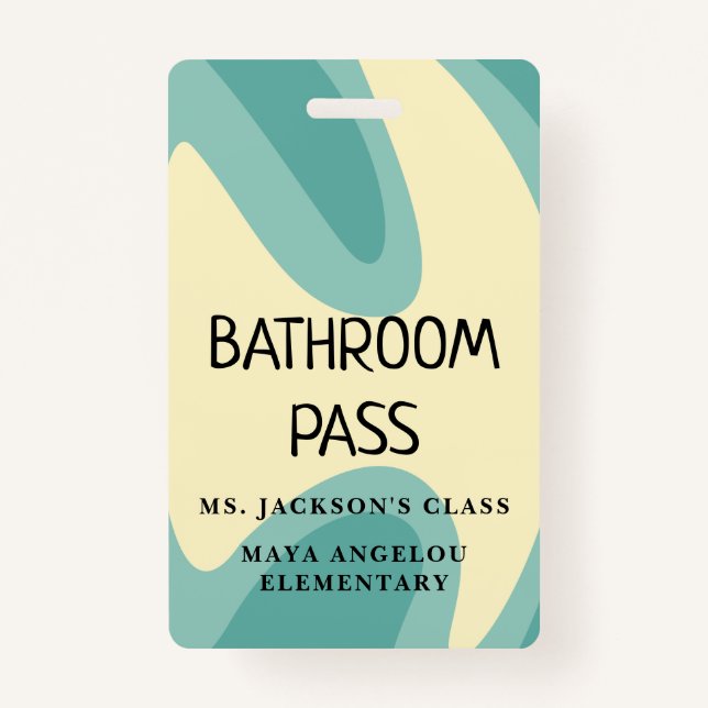 Pastel Retro Back To School Bathroom Hall Pass Badge (Back)
