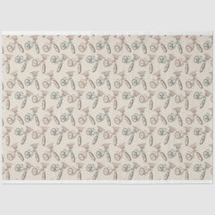 Pastel Retro Bicycles With Flowers Tissue Paper