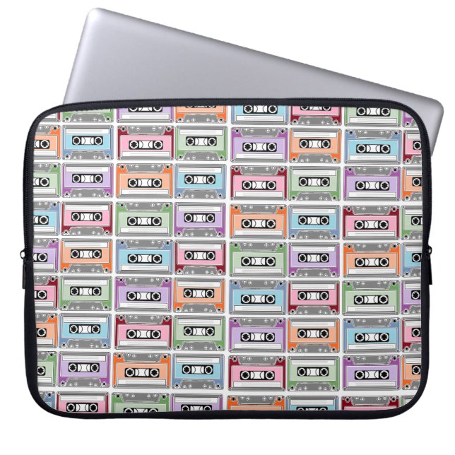 Pastel Retro Cassette Tapes Pattern Laptop Sleeve (Front)