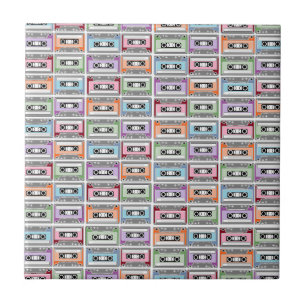 Pastel Retro Cassette Tapes Pattern Tile