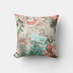 Pastel Retro Christmas Vignette    Throw Pillow