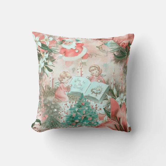 Pastel Retro Christmas Vignette    Throw Pillow (Front)