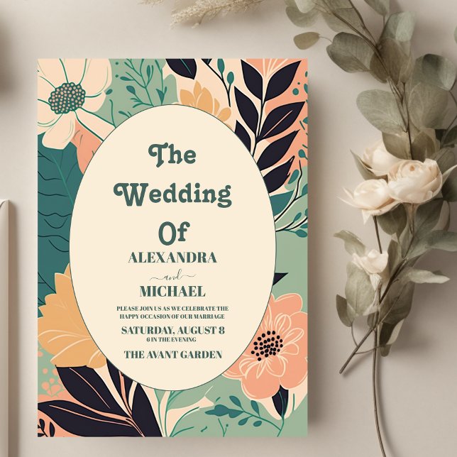 Pastel Retro Colourful Floral Wedding Invitation (Creator Uploaded)