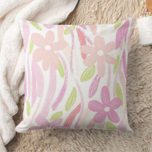 Pastel Retro Floral (10) Throw Pillow