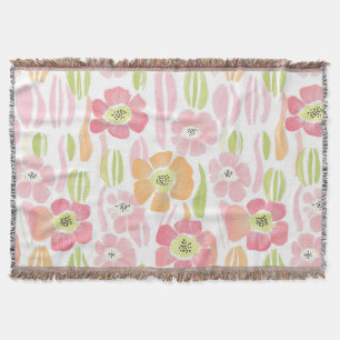 Pastel Retro Floral (1) Throw Blanket