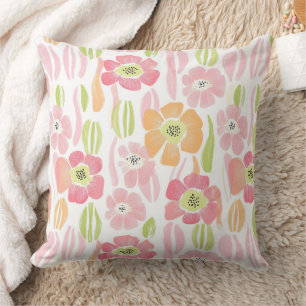 Pastel Retro Floral (1) Throw Pillow