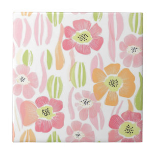 Pastel Retro Floral (1) Tile