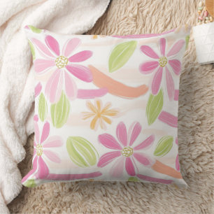 Pastel Retro Floral (2) Throw Pillow