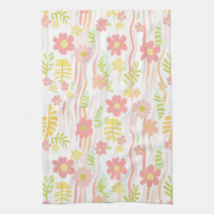 Pastel Retro Floral (3) Kitchen Towel