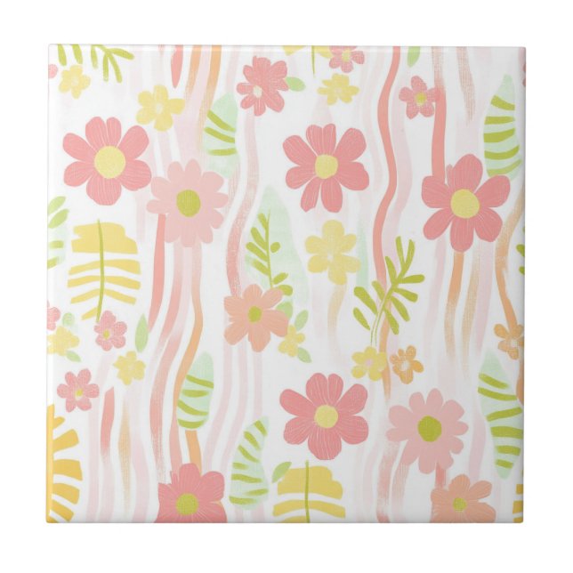 Pastel Retro Floral (3) Tile (Front)